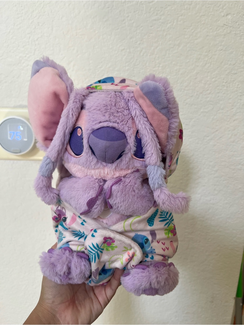 Disney Lilac Stitch Plush in Pink Floral Hood